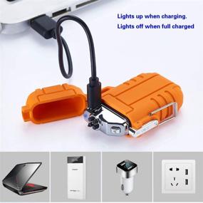 img 1 attached to 🔥 FLFIRAMER Waterproof Plasma Dual ARC USB Rechargeable Windproof Lighter - Camping Survival Tactical (Orange)