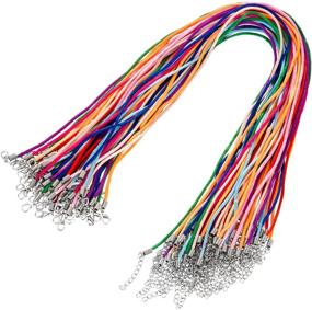 img 4 attached to 📿 Premium 60-Piece Set: Outus 2.0mm Satin Silk Necklace Cords - 20 Inches, with Extension Chain and Lobster Clasp in Multicolor Shades