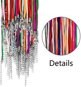 img 1 attached to 📿 Premium 60-Piece Set: Outus 2.0mm Satin Silk Necklace Cords - 20 Inches, with Extension Chain and Lobster Clasp in Multicolor Shades