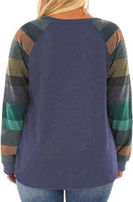 img 2 attached to Stylish Kancystore Womens Plus Size Tops: Color Block Raglan Long Sleeve Shirts for Casual Fall Fashion!