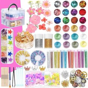 img 4 attached to 💎 Enhance Your DIY Decorations with 95Pcs Resin Decoration Accessories Fillers Kit - Includes Dried Flowers, Mica Powder, Gold Foil Flakes, Craft Glitter, Nail Gems, and More!