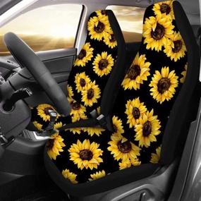 img 3 attached to 🌻 Sunflower Printed Front Seat Covers Set of 2, Vehicle Seat Protector Car Mat Covers, Universal Fit for Cars, Sedans, SUVs, Vans