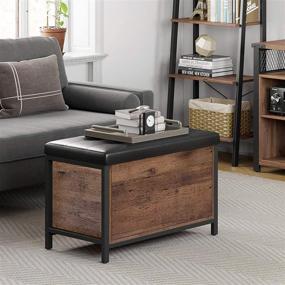 img 3 attached to 🛋️ VASAGLE Hazelnut Brown and Black Industrial Entryway Storage Bench - Flip Top Ottoman and Trunk with Padded Seat - Supports 198 lb - Perfect for Living Room, Bedroom, Hallway, and Bed End Stool - ULSC080B03