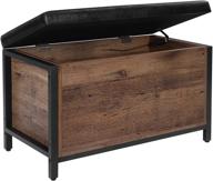 🛋️ vasagle hazelnut brown and black industrial entryway storage bench - flip top ottoman and trunk with padded seat - supports 198 lb - perfect for living room, bedroom, hallway, and bed end stool - ulsc080b03 логотип