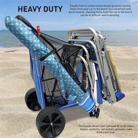 img 1 attached to 🏖️ EasyGo Product Beach Cart – Ultimate Convenience for Beachgoers – Heavy Duty Folding Design – Large Wheels For Effortless Maneuvering on Sand – Holds 4 Beach Chairs – Convenient Storage Pouch – Built-in Beach Umbrella Holder – Stylish Blue Design