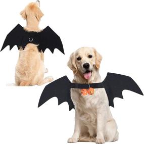 img 4 attached to 🎃 Halloween Dog Bat Wings Pet Costume with Pumpkin Bells for Halloween Party Decorations, Cute Puppy Dog and Cat Collar Bat Wings Cosplay Party Dress Up Funny Cool Apparel