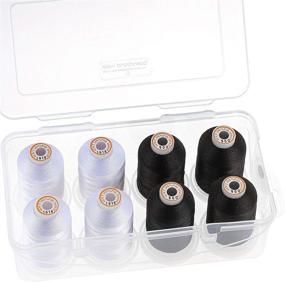 img 4 attached to Brothread Polyester Embroidery Machine Thread 1000m with Storage Box - 4 White and 4 Black Threads for Embroidery & Quilting