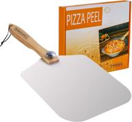 🍕 high-quality aluminum pizza peel with foldable oaken handle - 12” x 14” - convenient storage - great aid for baking, homemade pizza, and bread logo