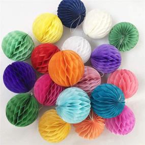 img 3 attached to Pack of 20, 3-inch Multi-Color Honeycomb Flower Balls: Tissue Paper Flower Ball Pom Poms for Birthday, Wedding, and Home Decor