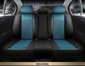img 1 attached to Чёрно-синие чехлы из кожи и ткани LCV на сиденья автомобиля: подушки из кожзаменителя для салона седана, внедорожника и грузовика