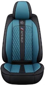 img 2 attached to 🚙 Black-Blue LCV Leather and Fabric Car Seat Covers: Faux Leatherette Cushions for Sedan, SUV, and Truck Interiors