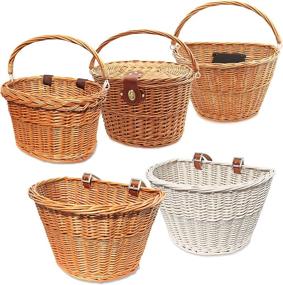 img 1 attached to 🚲 Colorbasket 01563 Adult Front Handlebar Wicker Bike Basket: Leather Straps, Natural Color - Ultimate Cycling Accessory!