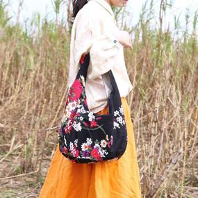 img 3 attached to 👜 Яркая многоцветная этническая сумка на плечо из полиэстера - модная круглая сумка для женщин