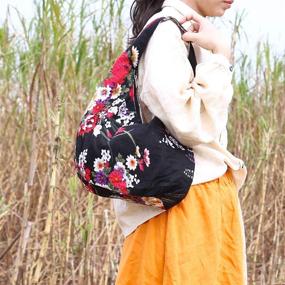 img 2 attached to 👜 Яркая многоцветная этническая сумка на плечо из полиэстера - модная круглая сумка для женщин