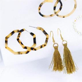 img 3 attached to 🐆 Stylish Leopard Hoop Stud Jacket Earrings for Women: Perfect Valentine & Birthday Party Gift with 60/75 Pairs Options