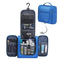 🔵 jinfire premium rotatable hook hanging toiletry bag, blue - large waterproof travel toiletries organizer kit for women and men logo