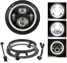 img 4 attached to DOT Approved 7 Inch LED Headlight with DRL Light Halo Bulb Kit - Perfect for Touring 🔦 Street Glide, Road King, Ultra Classic, Electra Glide, FatBoy, Tri CVO, Heritage Softail, Slim Deluxe, and Switchback - Black