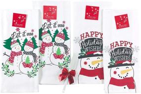 img 1 attached to Holiday Seasonal Kitchen Towels: Let It Snowman featuring Two Sets of Snowmen Friends - 4 Piece (Snowman Party)