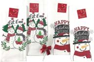 holiday seasonal kitchen towels: let it snowman featuring two sets of snowmen friends - 4 piece (snowman party) logo