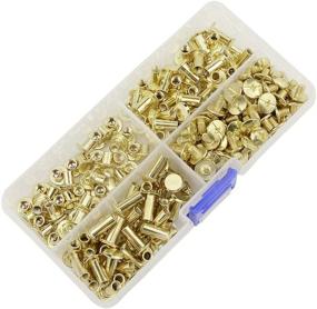 img 1 attached to ✂ XINGYHENG 240PCS(120 Set) M5 Copper Plated Stainless Flat Head Rivet Kit: Perfect for Scrapbook Album Binding and Leather Repair