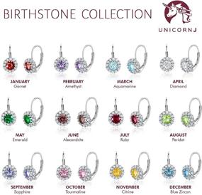 img 3 attached to Enchanting UNICORNJ Sterling Silver 925 Halo Leverback Earrings for Girls: Dazzling Simulated Birthstone 4mm Captivates in Style