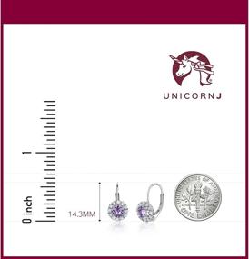 img 2 attached to Enchanting UNICORNJ Sterling Silver 925 Halo Leverback Earrings for Girls: Dazzling Simulated Birthstone 4mm Captivates in Style