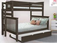 🌟 stylish and space-saving: bedz king bk961el-brushed-gray-trundle bunk bed in twin over full, brushed white finish логотип