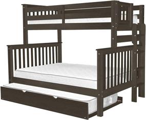 img 1 attached to 🌟 Stylish and Space-Saving: Bedz King BK961EL-Brushed-Gray-Trundle Bunk Bed in Twin Over Full, Brushed White Finish