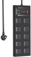 🔌 10 outlet power strip with usb charging ports - vastfafa surge protector, 1875w/15a, 1700 joules, 4.5ft long extension cord for home, office, hotel - black logo
