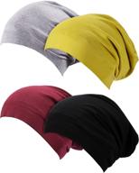 🎩 satinior women's satin lined slouchy beanie - 4 pack sleep cap slap hat logo