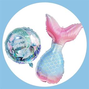 img 1 attached to 6th Birthday Party Mermaid Number Balloons Set – Girl's Mermaid Tail Decoration Supplies with Round Mermaid Latex Confetti Balloons (Blue Confetti 6th)