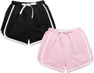 🏋️ greatchy 2-pack girls athletic shorts, summer cotton french terry workout shorts for active beach gym activities logo