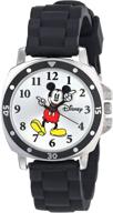 disney kids: mk1080 mickey mouse watch - black rubber strap for young fans! logo