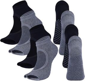 img 4 attached to 🧦 Premium Non Slip Yoga Socks for Women - Open Toe Grip Socks, Ideal for Pilates and Sports, 2 Pairs