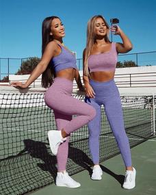 img 2 attached to 🏋️ OYS Women's 2 Piece Workout Sets - Seamless High Waist Yoga Leggings with Running Sports Bra - Ideal Gym Clothes and Outfits