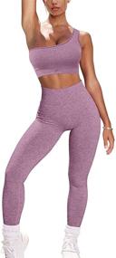 img 4 attached to 🏋️ OYS Women's 2 Piece Workout Sets - Seamless High Waist Yoga Leggings with Running Sports Bra - Ideal Gym Clothes and Outfits