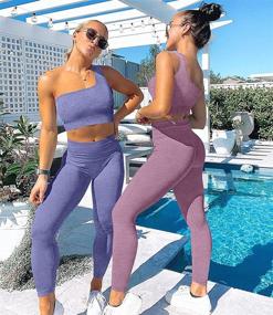 img 1 attached to 🏋️ OYS Women's 2 Piece Workout Sets - Seamless High Waist Yoga Leggings with Running Sports Bra - Ideal Gym Clothes and Outfits