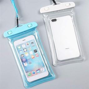 img 3 attached to 📱 2 Pack Waterproof Phone Case - IPX8 Cellphone Dry Bag for iPhone 11 Pro Max XS Max XR X 8 7 6S Plus Samsung Galaxy s10/s9 Google Pixel 2 HTC - Up to 7.0" (Blue & White)