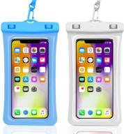 📱 2 pack waterproof phone case - ipx8 cellphone dry bag for iphone 11 pro max xs max xr x 8 7 6s plus samsung galaxy s10/s9 google pixel 2 htc - up to 7.0" (blue & white) logo