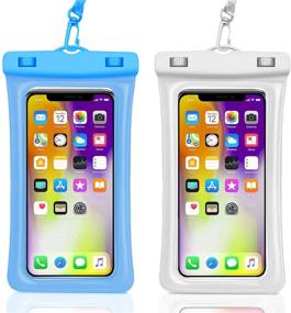 img 4 attached to 📱 2 Pack Waterproof Phone Case - IPX8 Cellphone Dry Bag for iPhone 11 Pro Max XS Max XR X 8 7 6S Plus Samsung Galaxy s10/s9 Google Pixel 2 HTC - Up to 7.0" (Blue & White)