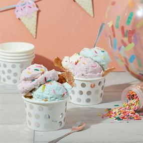 img 3 attached to 🍦 Стильные 8 унций Бумажные стаканчики для мороженого с серебристыми полосками - Одноразовые десертные чаши (50 шт)