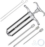 jy cookment 2-oz meat injector syringe: high-quality stainless steel marinade flavor barrel with professional needles, brushes, and silicone o-rings logo