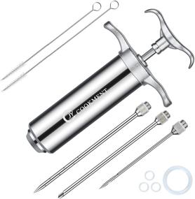 img 4 attached to JY COOKMENT 2-oz Meat Injector Syringe: High-Quality Stainless Steel Marinade Flavor Barrel with Professional Needles, Brushes, and Silicone O-Rings