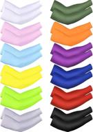 🌞 12 pieces uv protection sleeves: cooling ice silk arm cover sleeves in various solid colors - unisex design логотип