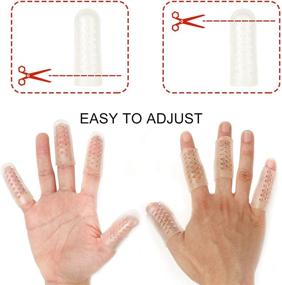 img 1 attached to 👐 Sumifun Clear Finger Cots: 8PCS Silicone Finger Protectors for Wounds, Trigger Finger, Eczema, Arthritis - Reusable Rubber Thumb Support with Air Holes (6PCS Small + 2PCS Big)