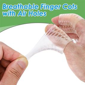 img 2 attached to 👐 Sumifun Clear Finger Cots: 8PCS Silicone Finger Protectors for Wounds, Trigger Finger, Eczema, Arthritis - Reusable Rubber Thumb Support with Air Holes (6PCS Small + 2PCS Big)