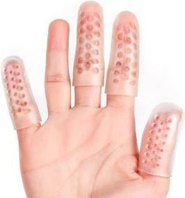 img 4 attached to 👐 Sumifun Clear Finger Cots: 8PCS Silicone Finger Protectors for Wounds, Trigger Finger, Eczema, Arthritis - Reusable Rubber Thumb Support with Air Holes (6PCS Small + 2PCS Big)