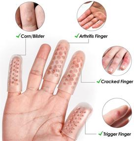 img 3 attached to 👐 Sumifun Clear Finger Cots: 8PCS Silicone Finger Protectors for Wounds, Trigger Finger, Eczema, Arthritis - Reusable Rubber Thumb Support with Air Holes (6PCS Small + 2PCS Big)