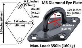 img 2 attached to 🔗 Branded Boards Heavy Duty M6 Ceiling Hook Diamond Pad Eye Plate, 304 Stainless Steel and Black Zinc Galvanized Steel Corrosion Resistant, Pack of 8 (Black, M6)