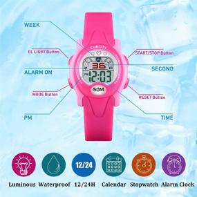img 2 attached to 🕒 CakCity Kids Watch Digital Waterproof for Girls and Boys - Cute LED Watches with Luminous Alarm Stopwatch Wrist Watch for Little Children Aged 3-10 Years